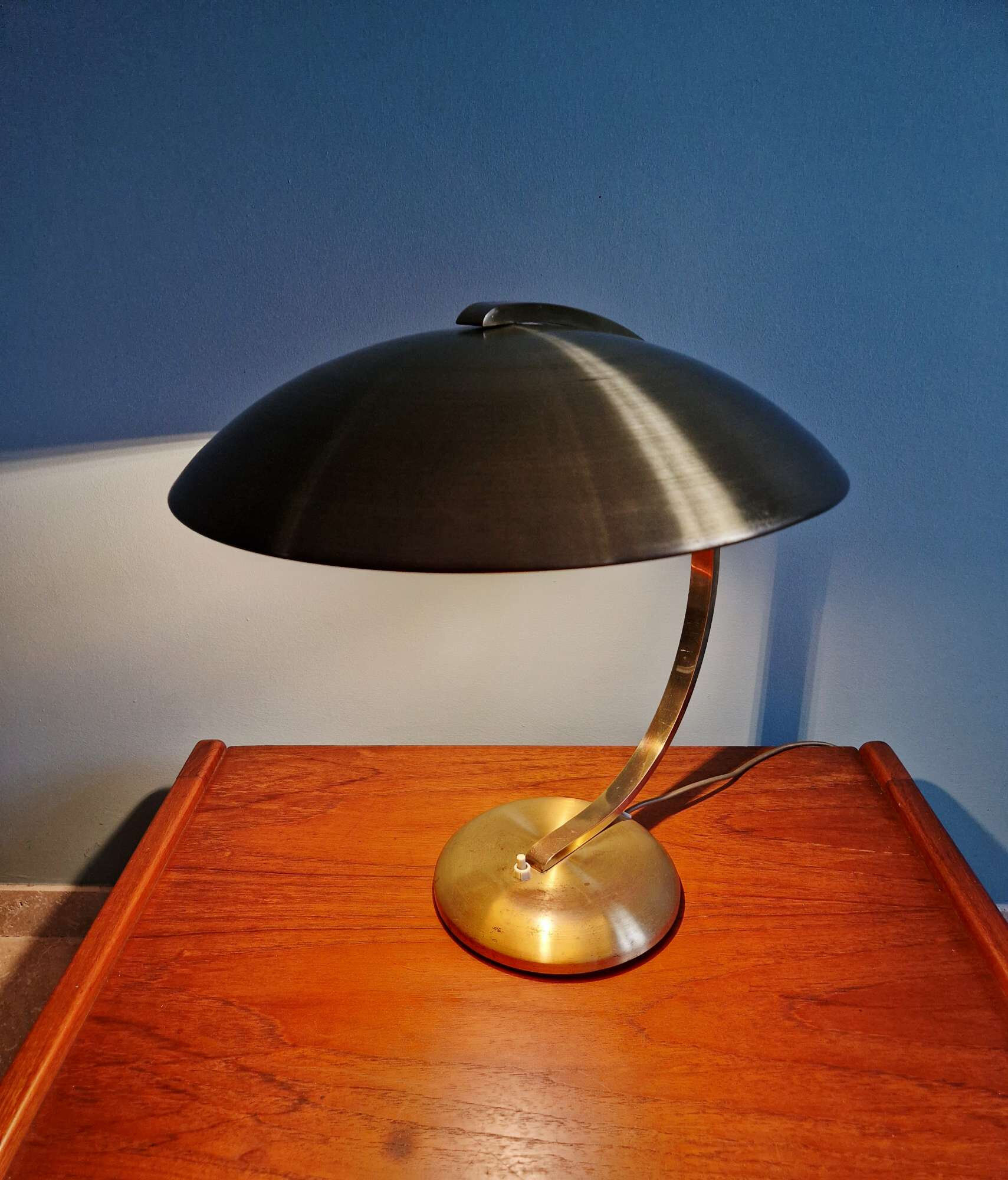 Lampe de bureau Bauhaus en laiton, Egon Hillebrand, 1930
