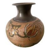 Cloisonné brass vase with floral motifs