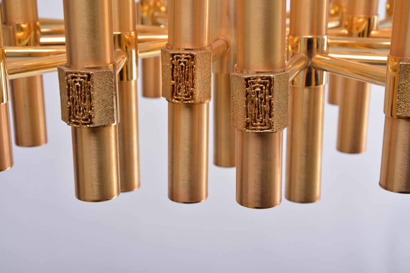 Golden chandelier by Angelo Brotto for Esperia Italia