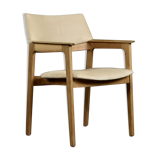 Vintage mid-century scandinavian modern oak executive chair in alcantara fabric, 1960s