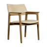Vintage mid-century scandinavian modern oak executive chair in alcantara fabric, 1960s