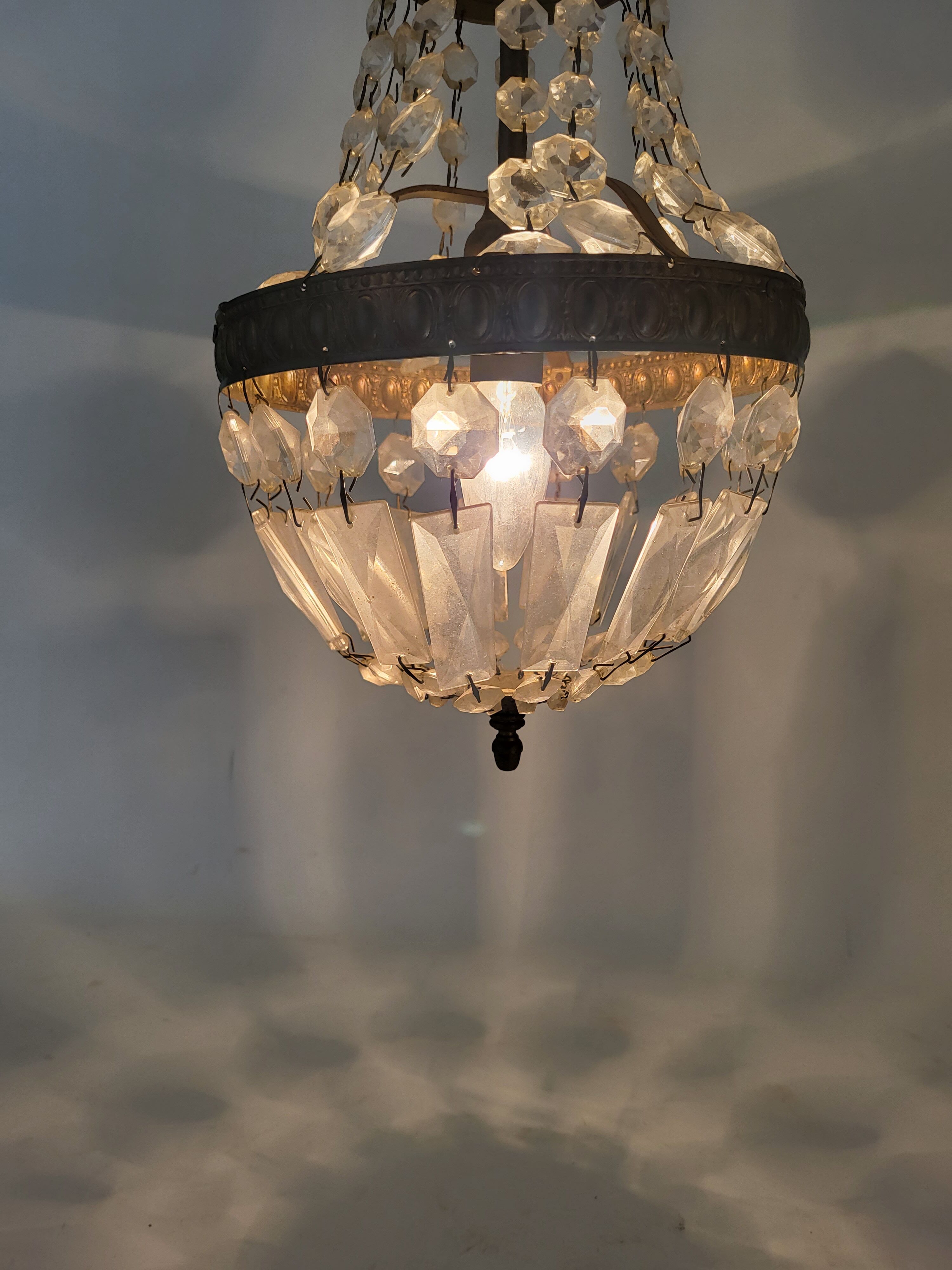 Lustre suspension montgolfiere à pampilles