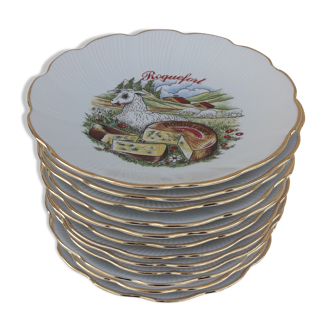 12 Limoges porcelain cheese plates