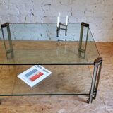 Table basse en verre et laiton par Peter Ghyczy, Pays-bas 1970