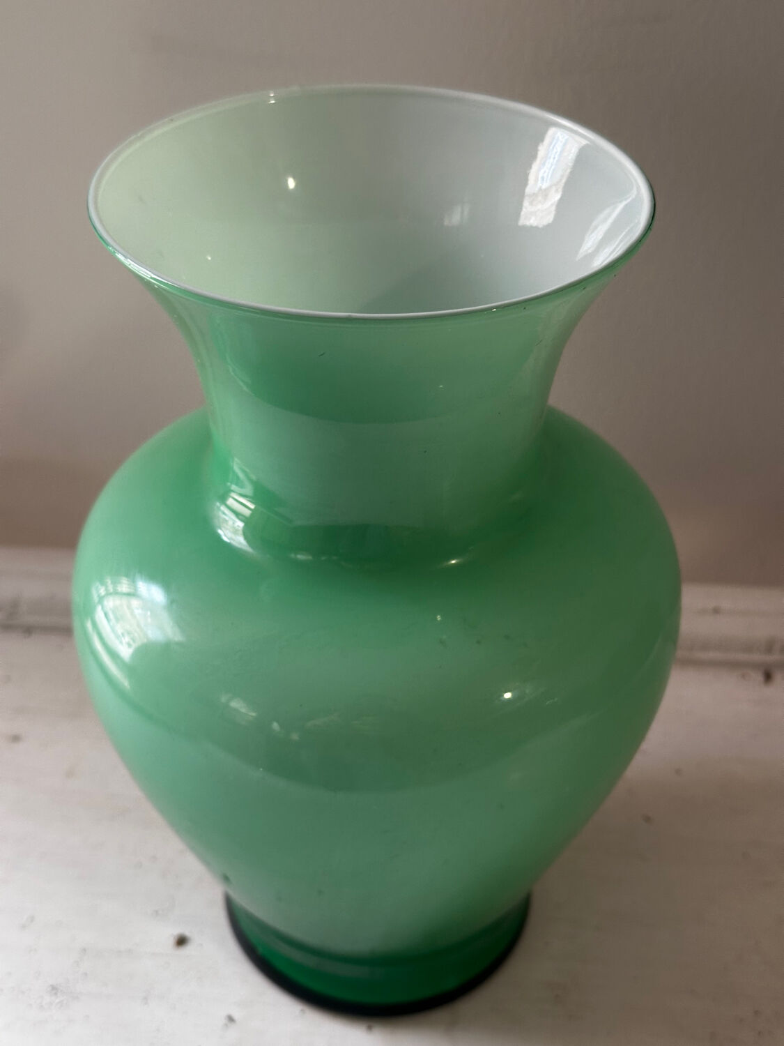 Vintage green opaline vase
