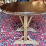 Table vigneronne en bois naturel de noyer diamètre 101 cm