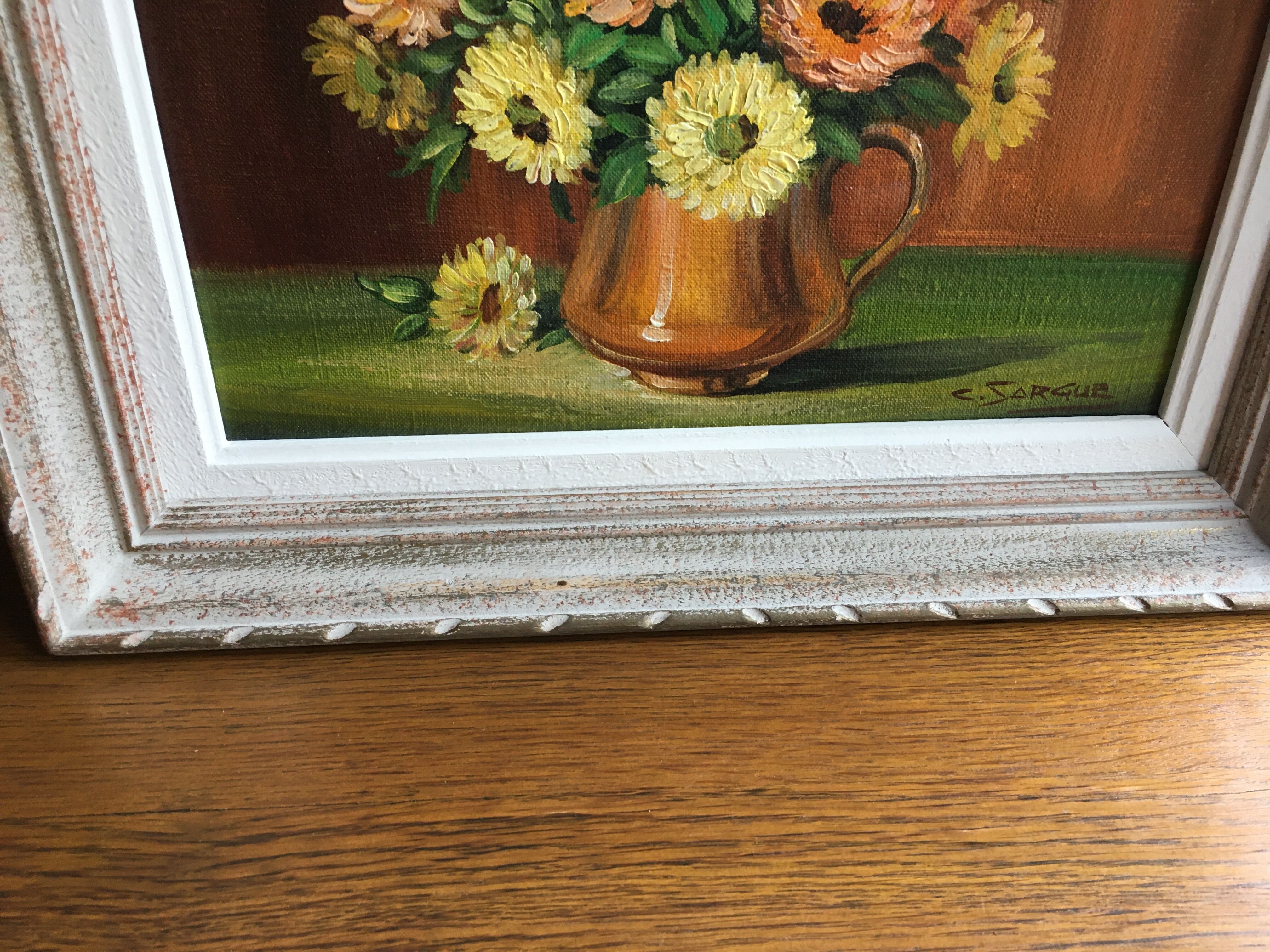 Painting bouquet of flowers by C Sargue
