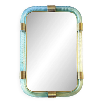Miroir mural en verre de Murano "Torchon- Torciglione" Azzure de luxe