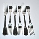 Sfam set of 6 table forks in silver metal chinon fillet 21.5cm