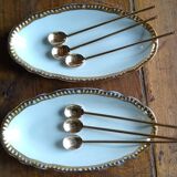 2 porcelain raviers on the golden edge of Limoges Bernardaud