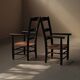 Pair of solid wood and straw armchairs, France, circa 1950.