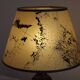 French Mid Century Round Turned Wood Grooved Table Lamp Map Detail Shade
