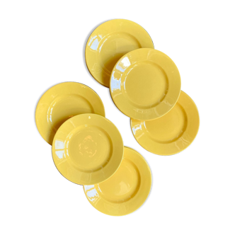 11 dessert plates in yellow earthenware