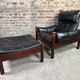 Admiral armchair and its ottoman by Erik Merthen Sweden vintage 1960