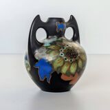 Handled Vase Gouda - Decor "Zonnebloem" (Sunflower) - Netherlands, 1930/50