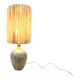 XXL Vintage Lamp Base in Beige Grey Stoneware with Raffia Lampshade 1970