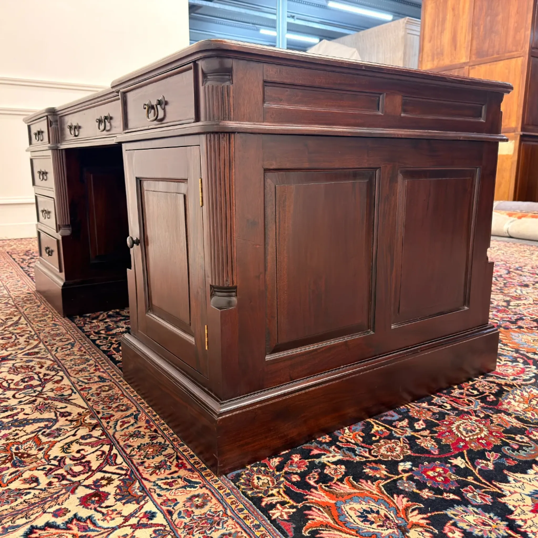 Classic English Partnerdesk Desk in Red Leather