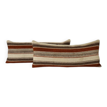 Set of 2 vintage kilim cushion covers 41x102 cm