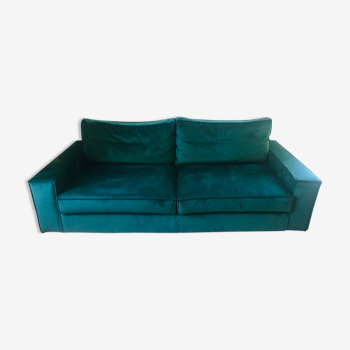 Green velvet 3-seater sofa