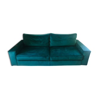 Green velvet 3-seater sofa
