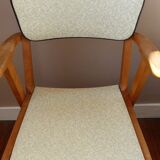 Pair of Bridge skai and wood chairs years 70's