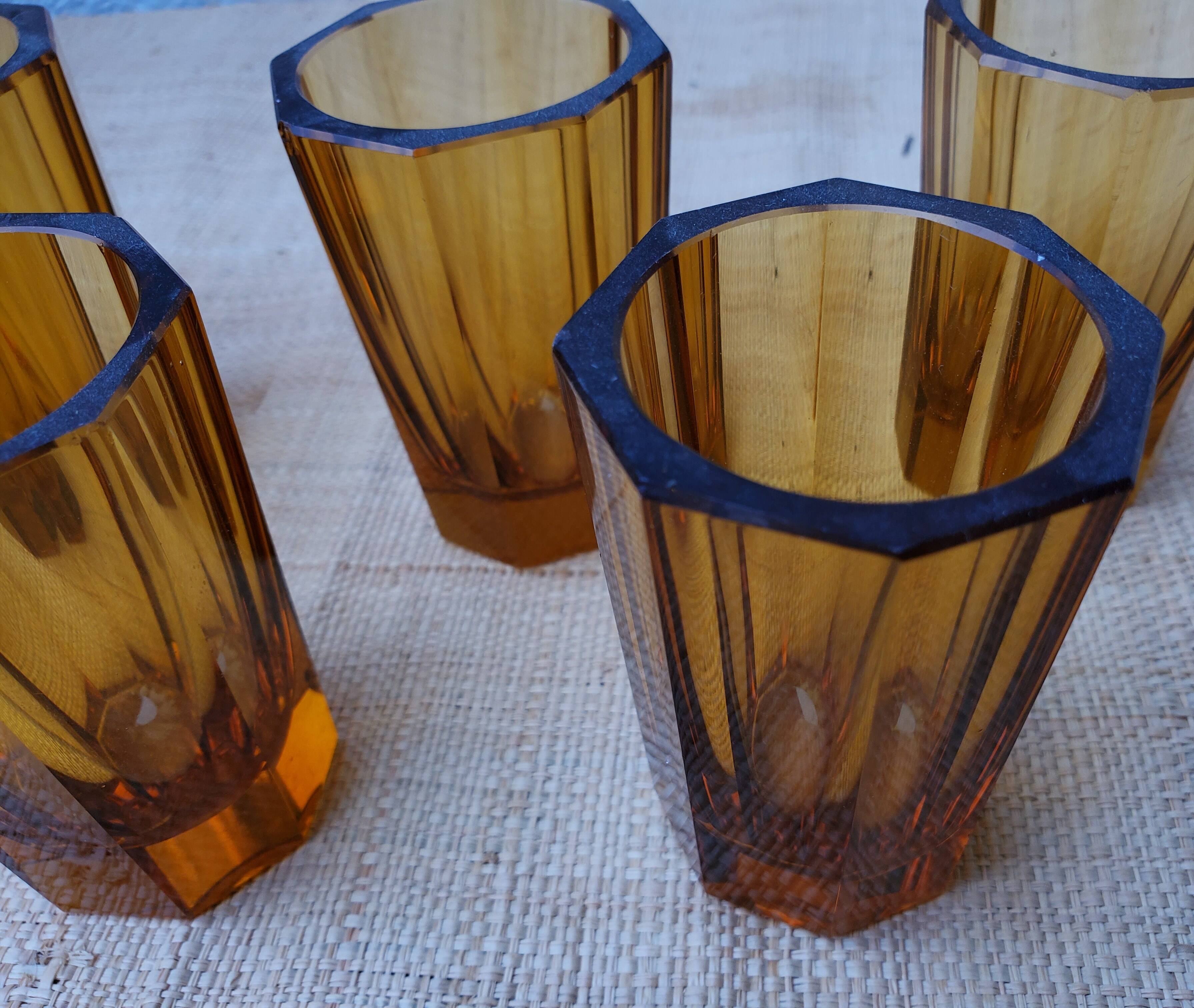 6 amber shot glasses