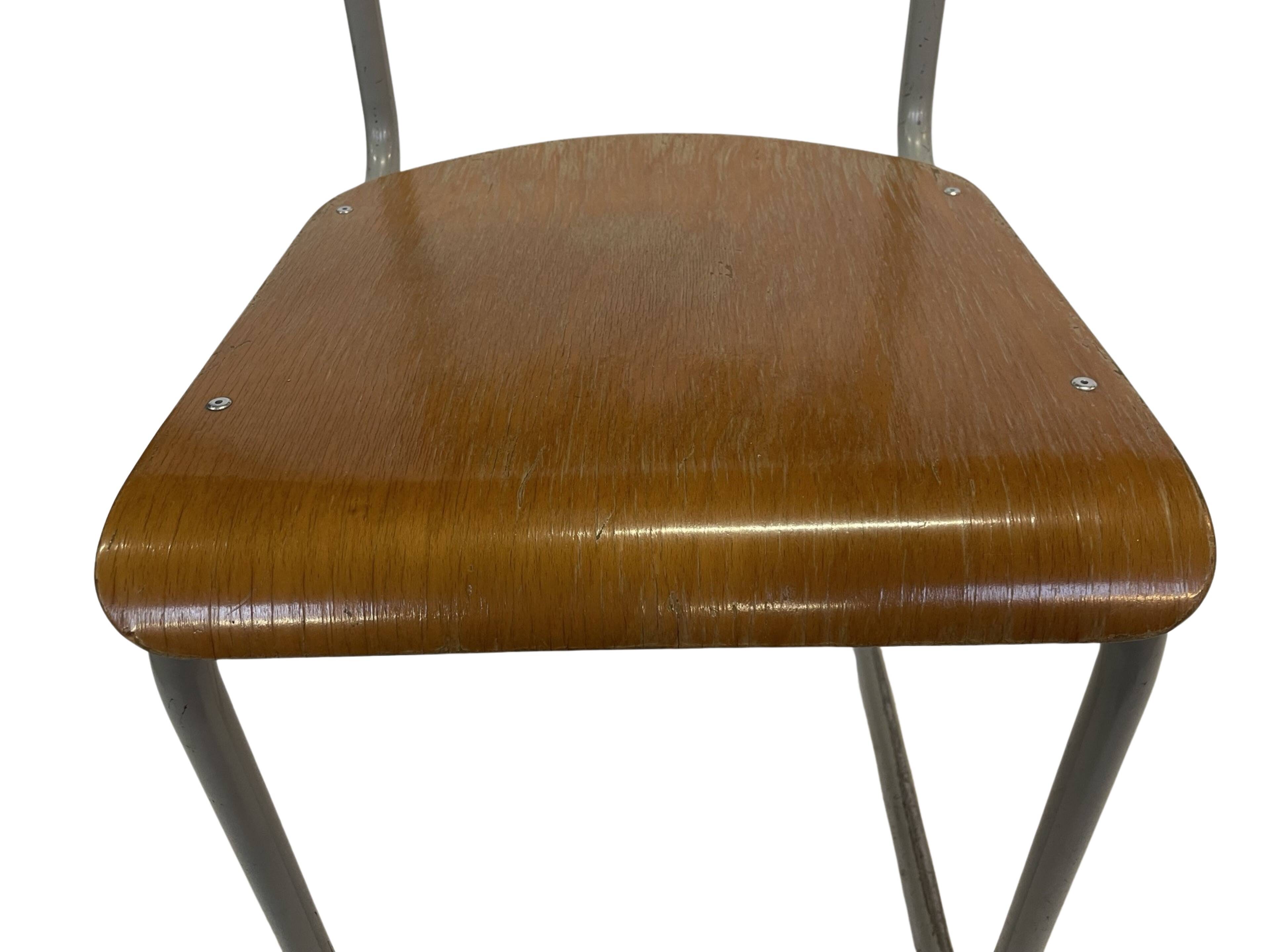 Vintage school chair 1960s minimalist design wood and metal