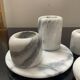 Series of 4 vintage candle holders in Carrara marble