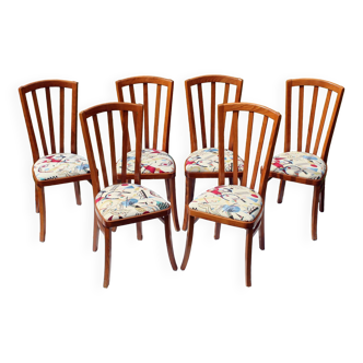 6 Baumann chairs, Kandinsky fabric