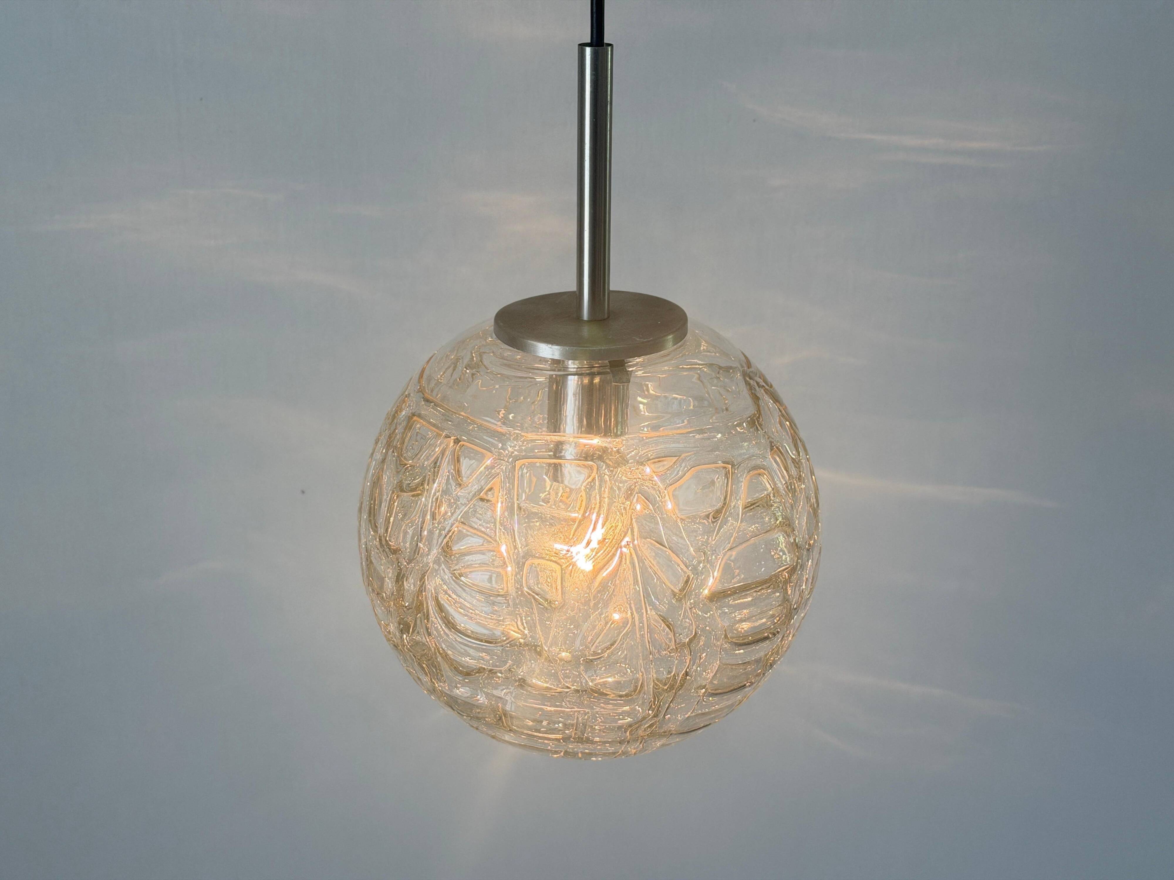 Hanging lamp in hand-blown white glass by Doria Leuchten, 1960s Germany
