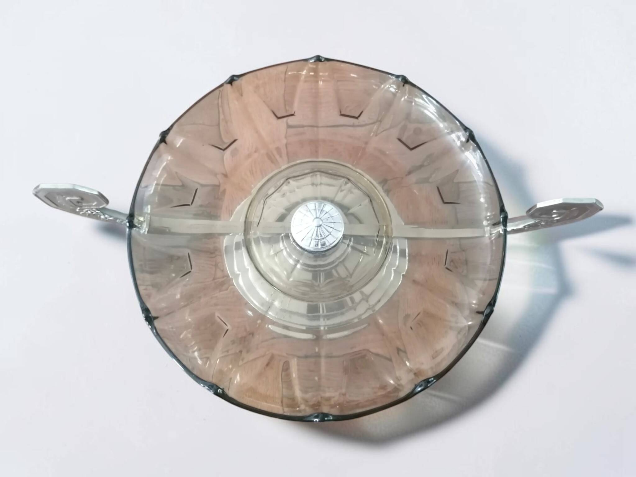 Art Deco glass and metal fruit bowl