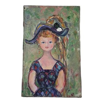 Vincent Roux (1928-1991): Portrait of a young girl small oil on canvas SB