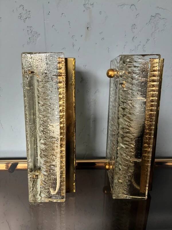 Pukeberg Wall Lamps – Pair Scandinavian Glass Sconces 1960s