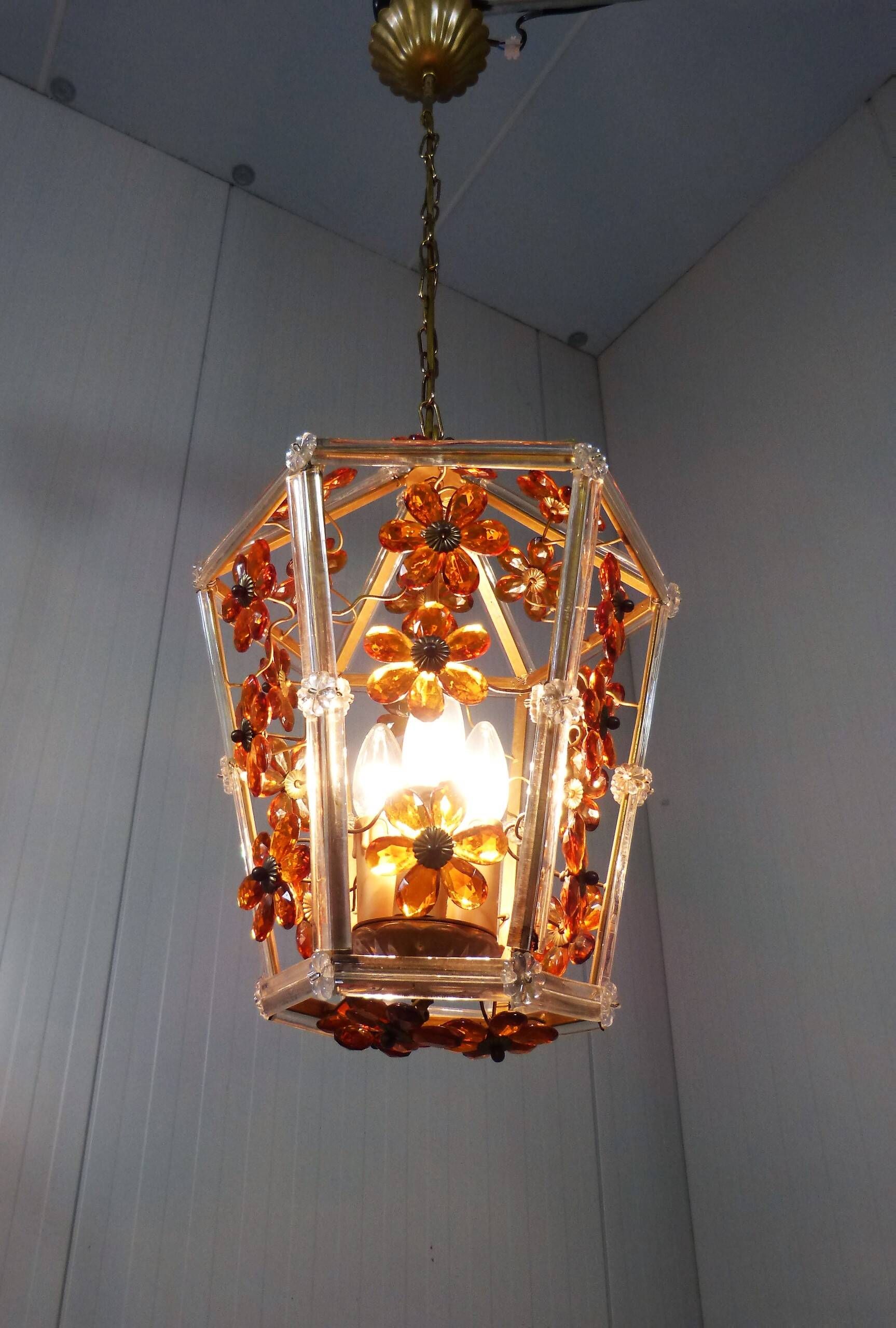 Glass flower hanging lamp 1950-60’s