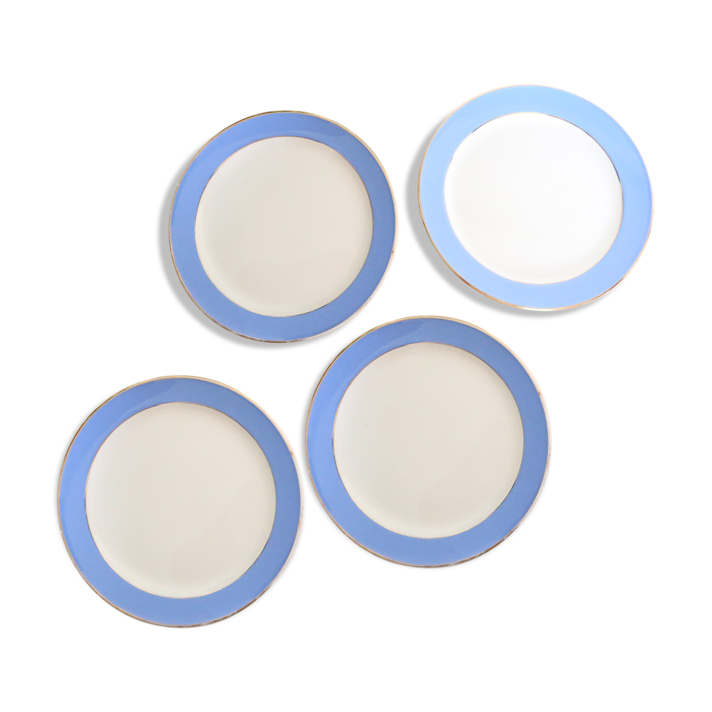 Set of 4 blue dessert plates Orleans Villeroy and Boch, vintage