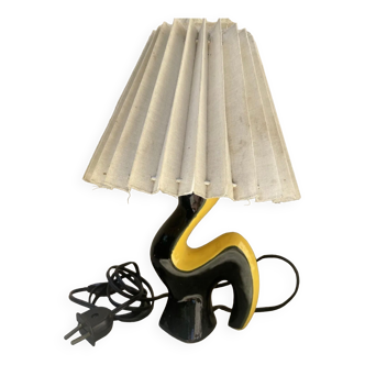 50s Vallauris ceramic lamp black and yellow