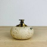 Round travertine lighter, 1980s, Italy