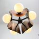 Vintage Italian Copper and Opaline Chandelier, 70s