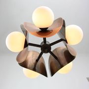 Lustre italien vintage en cuivre et opaline, années 70