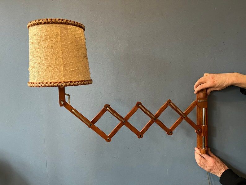 Vintage wooden scissors lamp