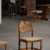 Set of 8 Razorblade chairs in oak and jute by Henning Kjærnulf, 1960s