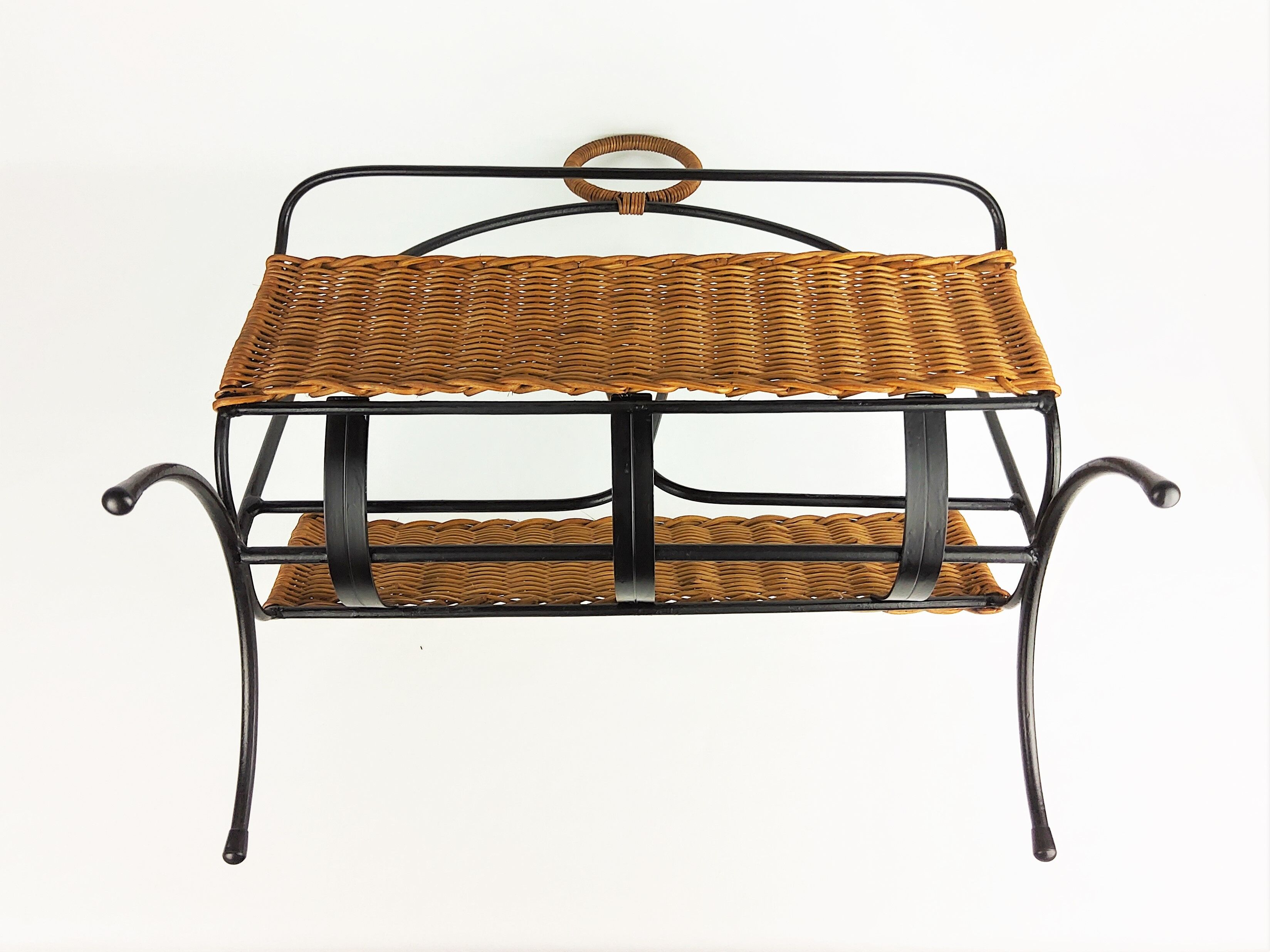 Rattan and metal magazine holder 1960