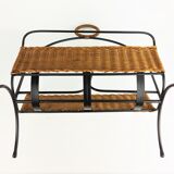 Porte revues rotin et métal 1960