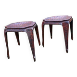 2 antique red stools