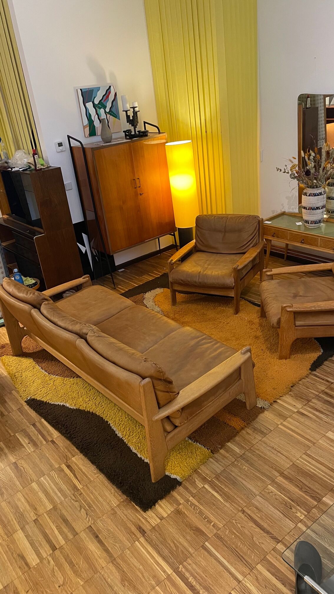 Danish sofa from the 70s in oak and buffalo leather