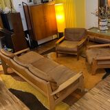 Danish sofa from the 70s in oak and buffalo leather
