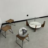 Hugues Poignant coffee table in marble and glass