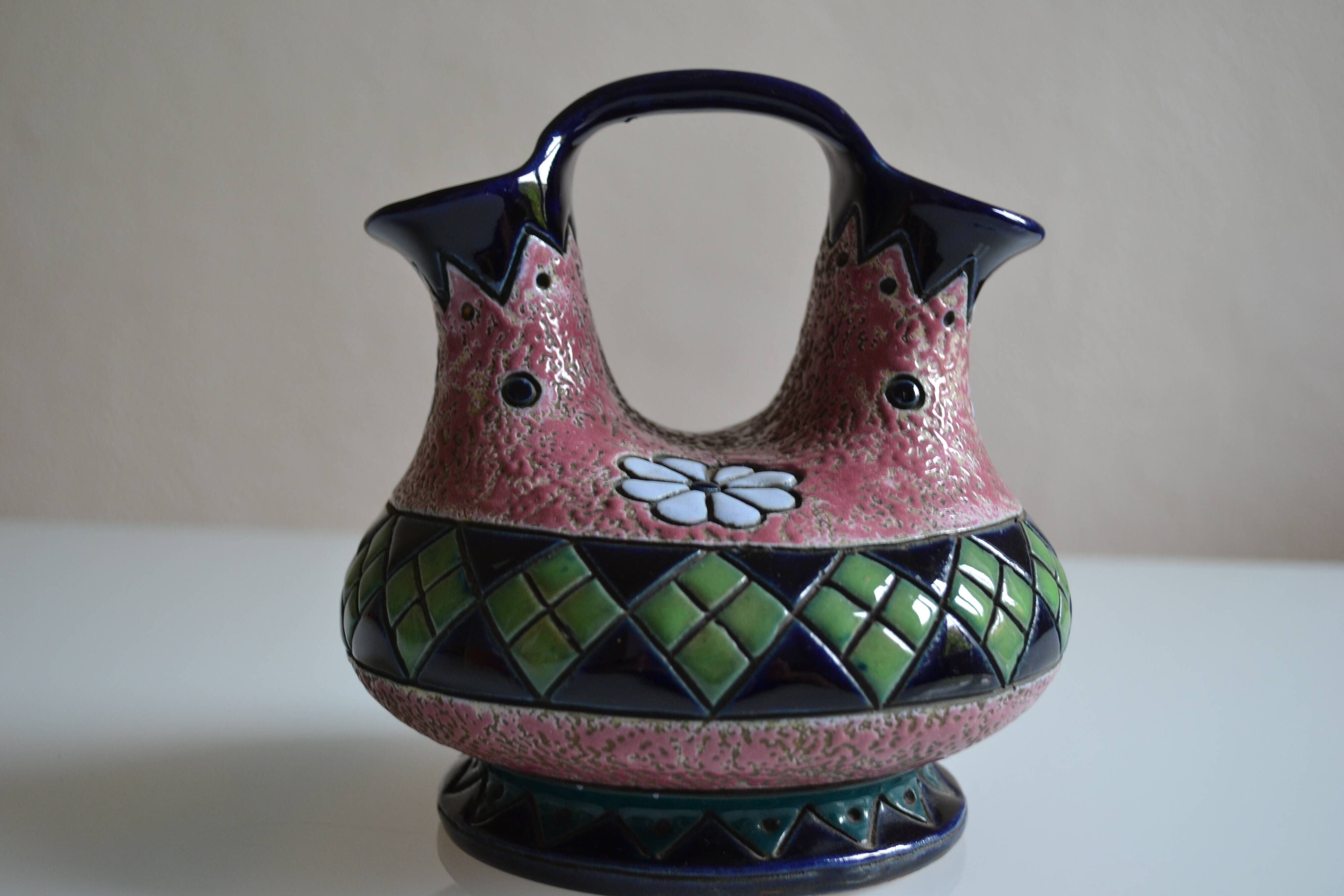 Art deco ceramic tulip vase Amphora Czechoslovakia
