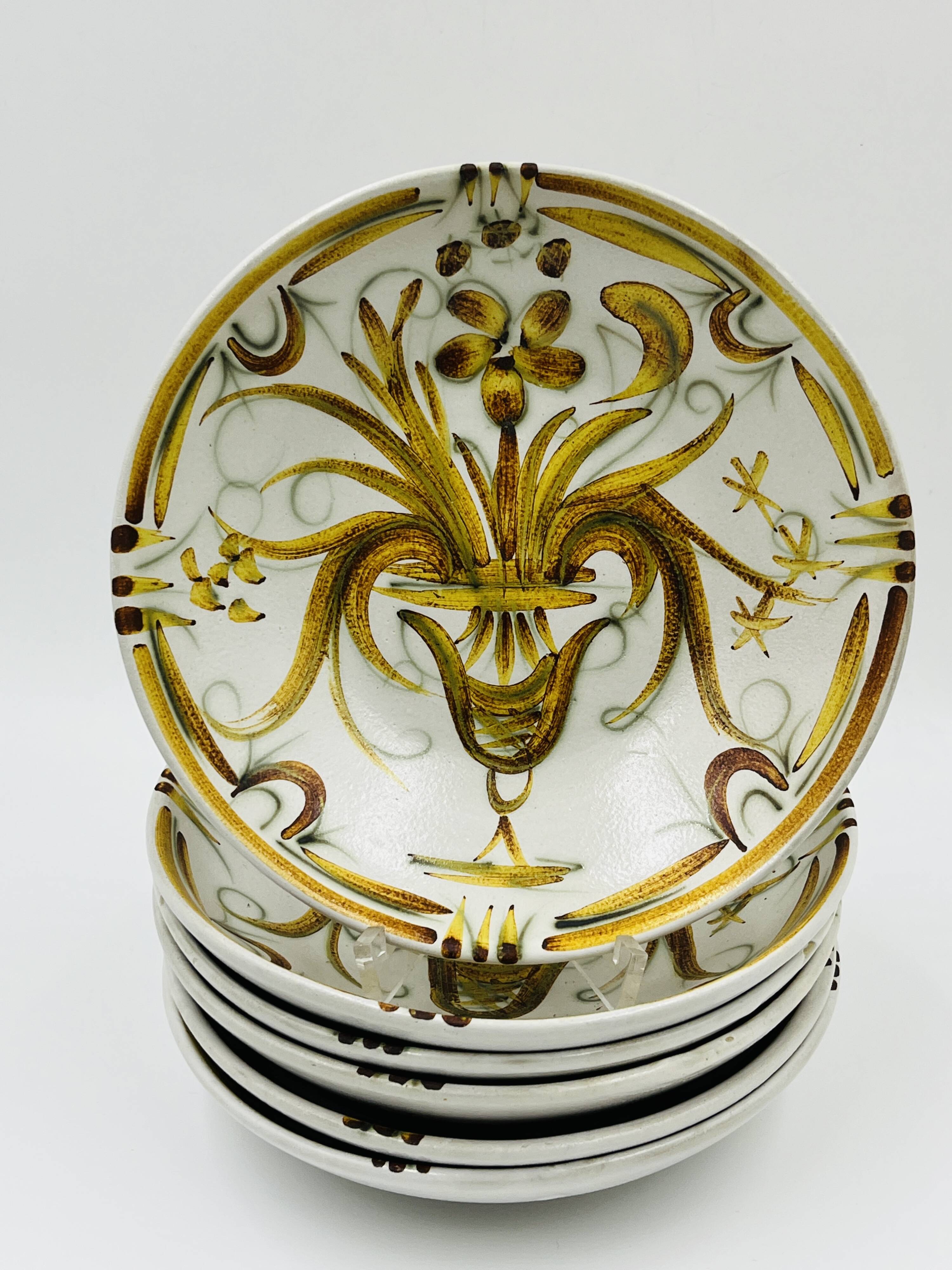 6 Assiettes Creuses Keraluc Quimper Renaissance 1960