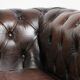 Brown cowhide leather Chesterfield 3-seater sofa in English style